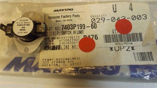 MAYTAG WHIRLPOOL STOVE 7403P199-60 Limit Switch NEW IN BOX MAYTAG WHIRLPOOL STOVE 7403P199-60 Limit Switch NEW IN BOX